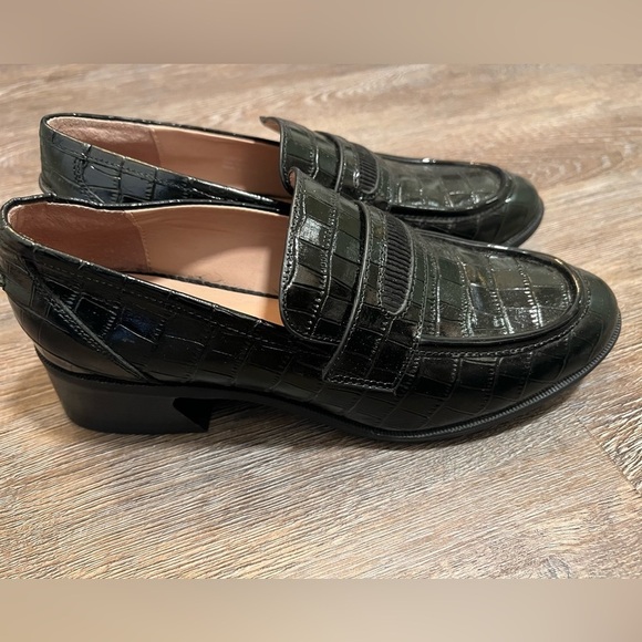 ZAC ZAC POSEN Womens Black Wayne Block Heel Slip On Leather Heeled Loafers 6.5 - Picture 4 of 6